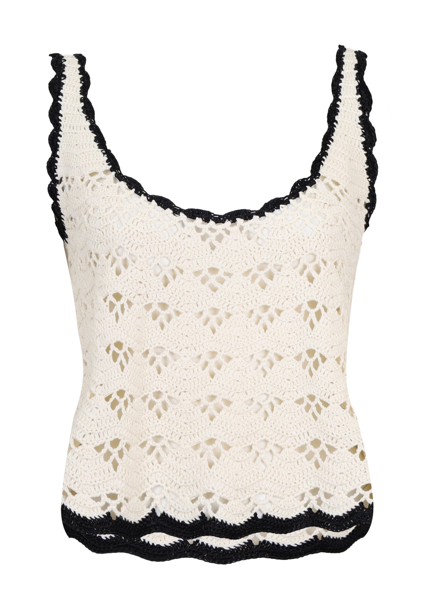 Load image into Gallery viewer, Rhiannon Crochet Tank Cream/Black

