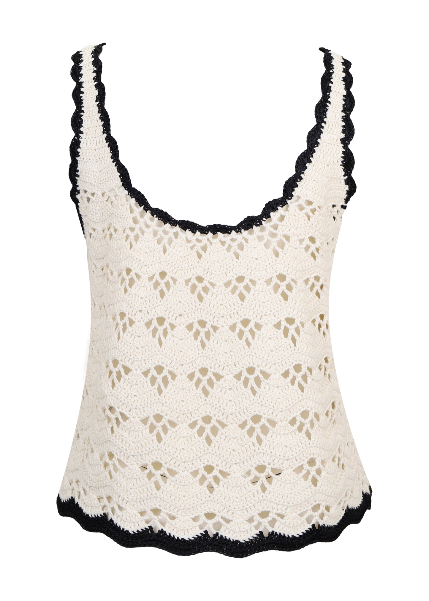 Load image into Gallery viewer, Rhiannon Crochet Tank Cream/Black
