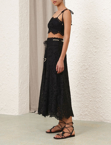 Rhiannon Embroidered Skirt Black