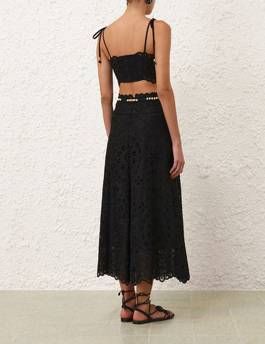 Rhiannon Embroidered Skirt Black