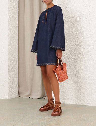 Rhiannon Fringe Denim Mini Dress