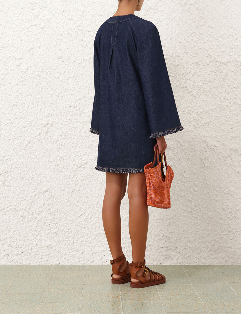 Load image into Gallery viewer, Rhiannon Fringe Denim Mini Dress
