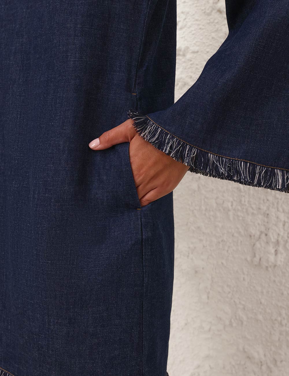 Load image into Gallery viewer, Rhiannon Fringe Denim Mini Dress
