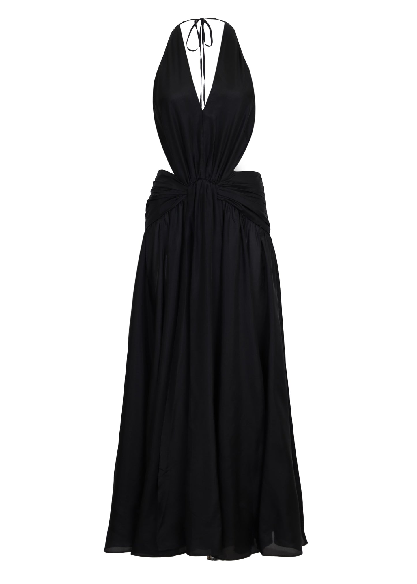 Load image into Gallery viewer, Rhiannon Plunge Halter Maxi Black
