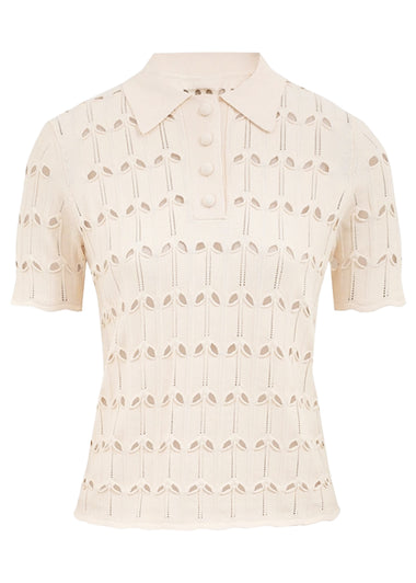 Rhiannon Pointelle Polo Cream