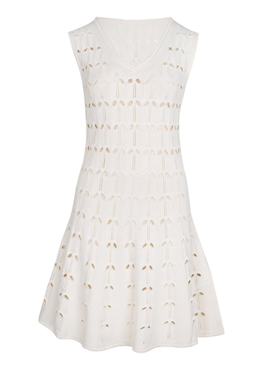 Rhiannon Pointelle Sleeveless Mini Dress Cream