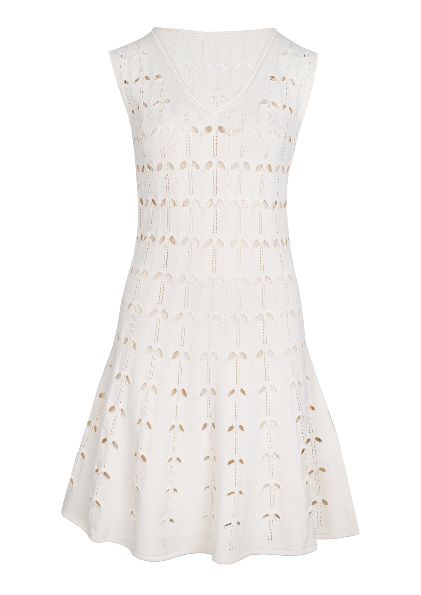 Load image into Gallery viewer, Rhiannon Pointelle Sleeveless Mini Dress Cream
