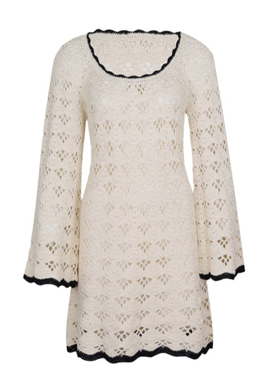 Rhiannon Scoop Neck Crochet Dress Cream/Black