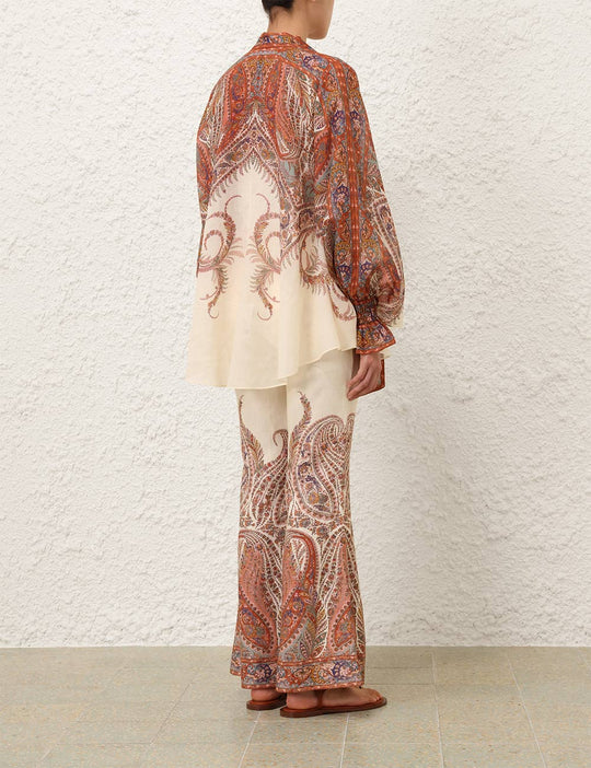 Load image into Gallery viewer, Rhiannon Tie Neck Blouse Cream Paisley
