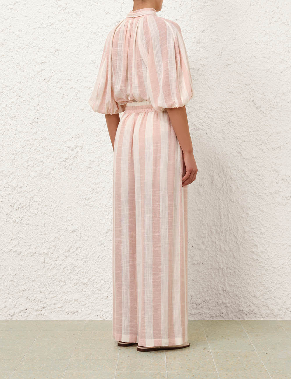 Load image into Gallery viewer, Acacia Blouson Shirt Pink Cream Stripe - Top
