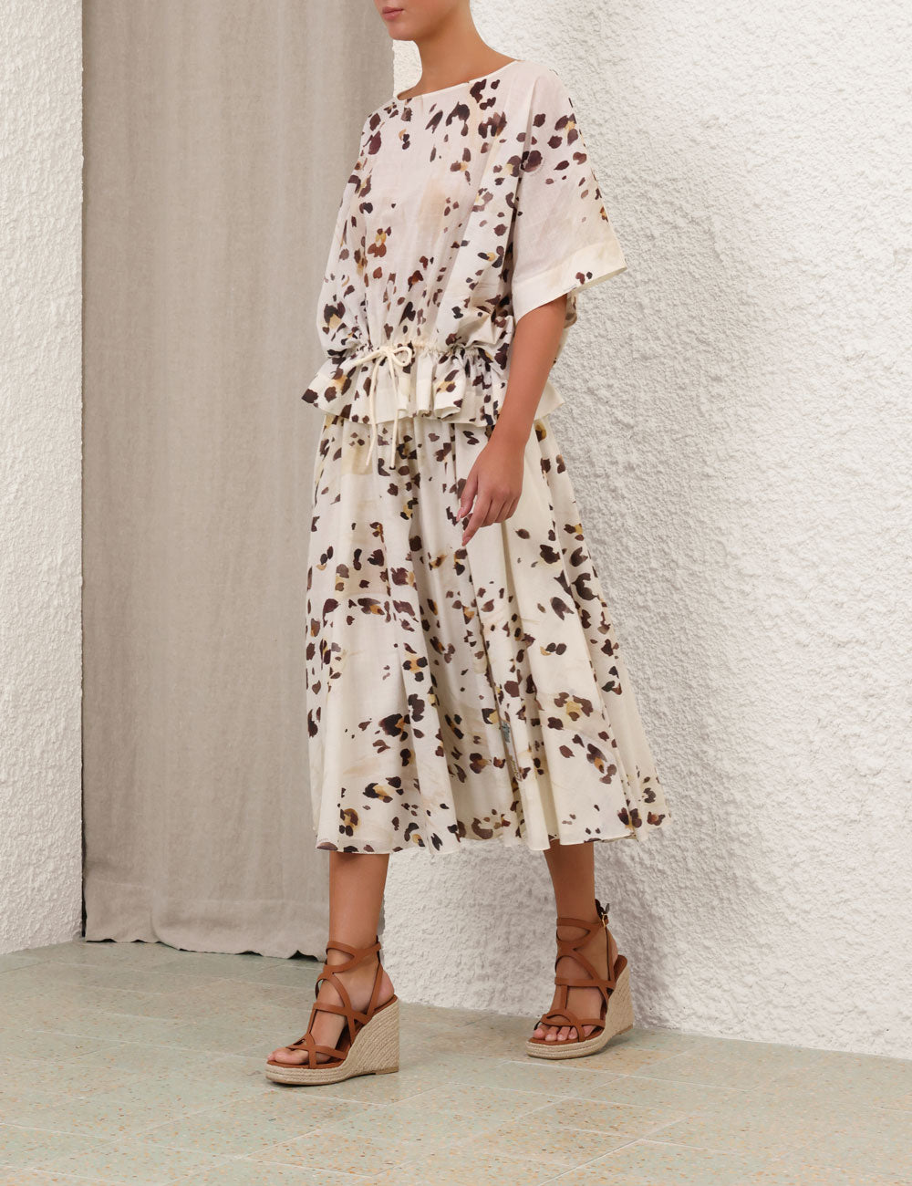 Load image into Gallery viewer, Acacia Draw Waist Top Watercolour Leopard - Top
