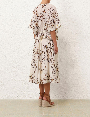 Acacia Draw Waist Top Watercolour Leopard - Top