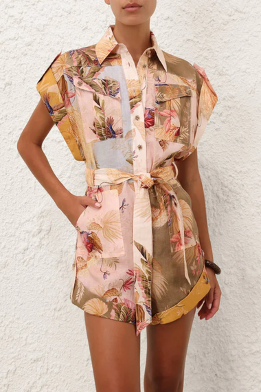 Ascension Cuffed Playsuit Spliced