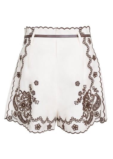 Ascension Embroidered Short Ivory Chocolate