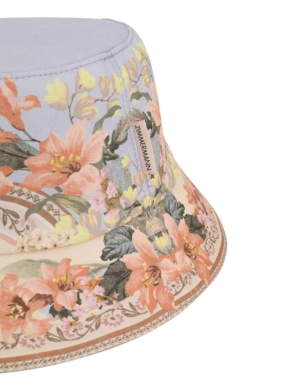 Load image into Gallery viewer, Printed Canvas Bucket Hat Blue Floral - ONE SIZE - Hat
