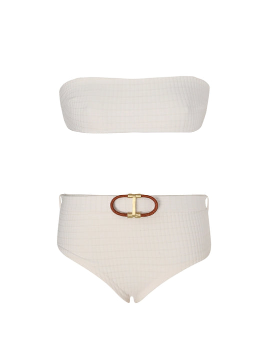 Alight Textured Boyleg Bikini Ivory Texture