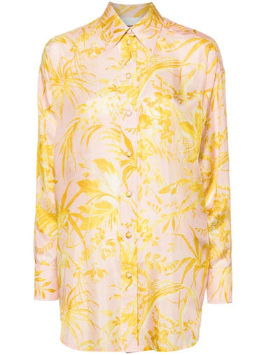 Floral Print Silk Shirt - Top
