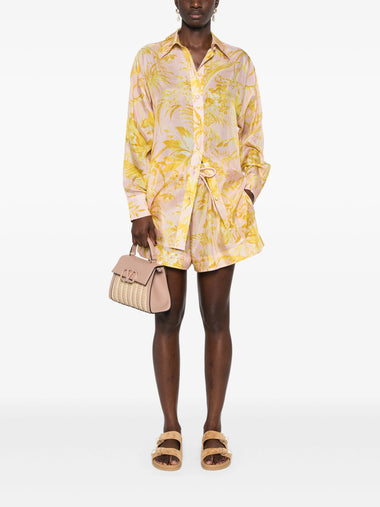 Floral Print Silk Short - Shorts