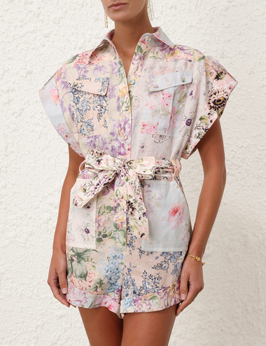 Halliday Cuffed Playsuit Spliced - Playsuit