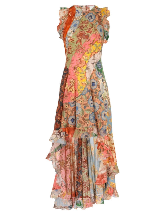 Load image into Gallery viewer, Junie Racer Back Midi Dress Spliced - Dress
