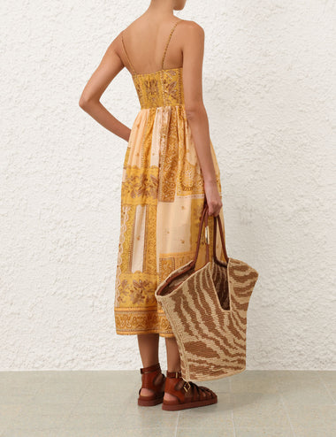 Lucky Corset Midi Dress Mustard Banana