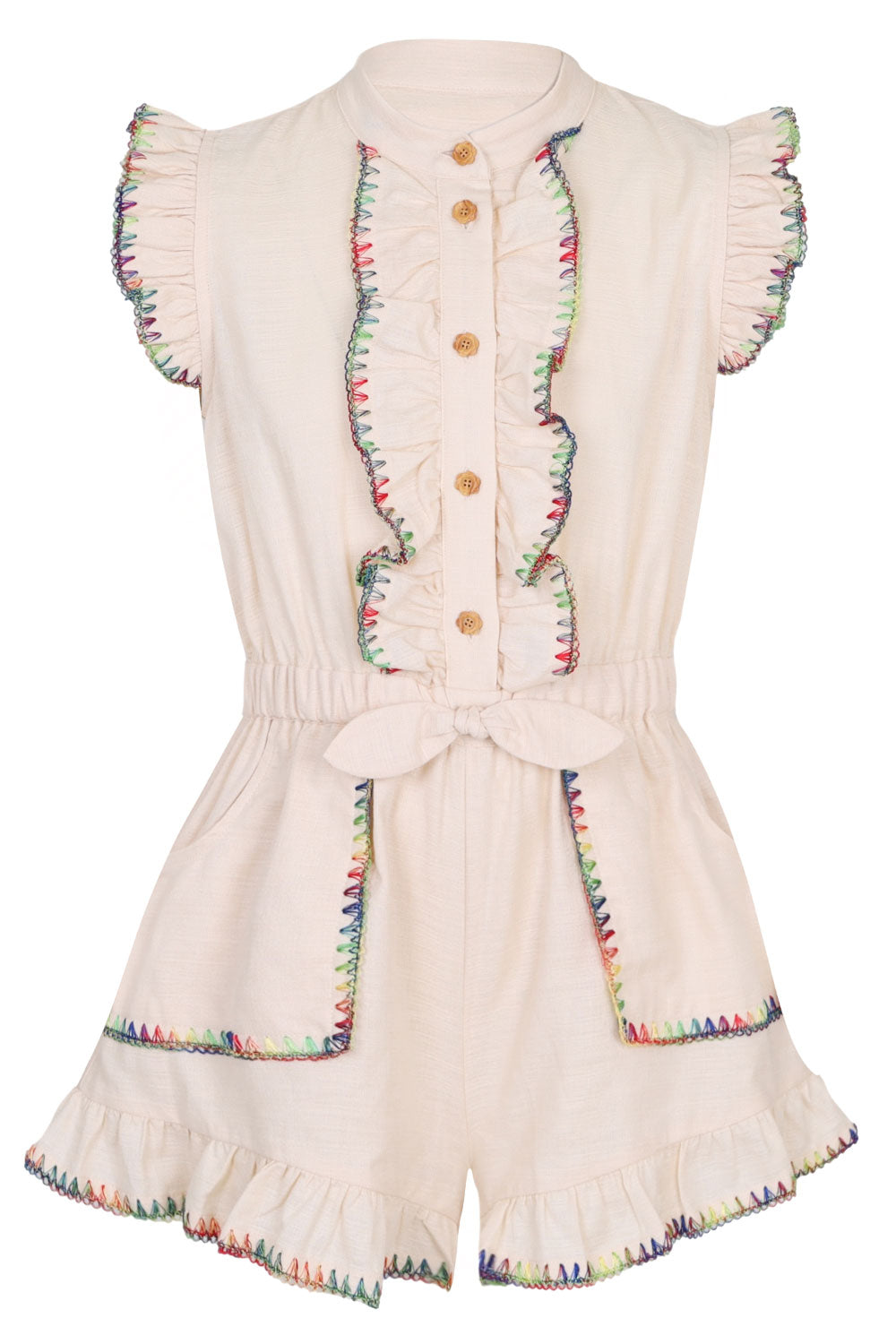 Load image into Gallery viewer, Lucky Kids Frill Playsuit Ivory
