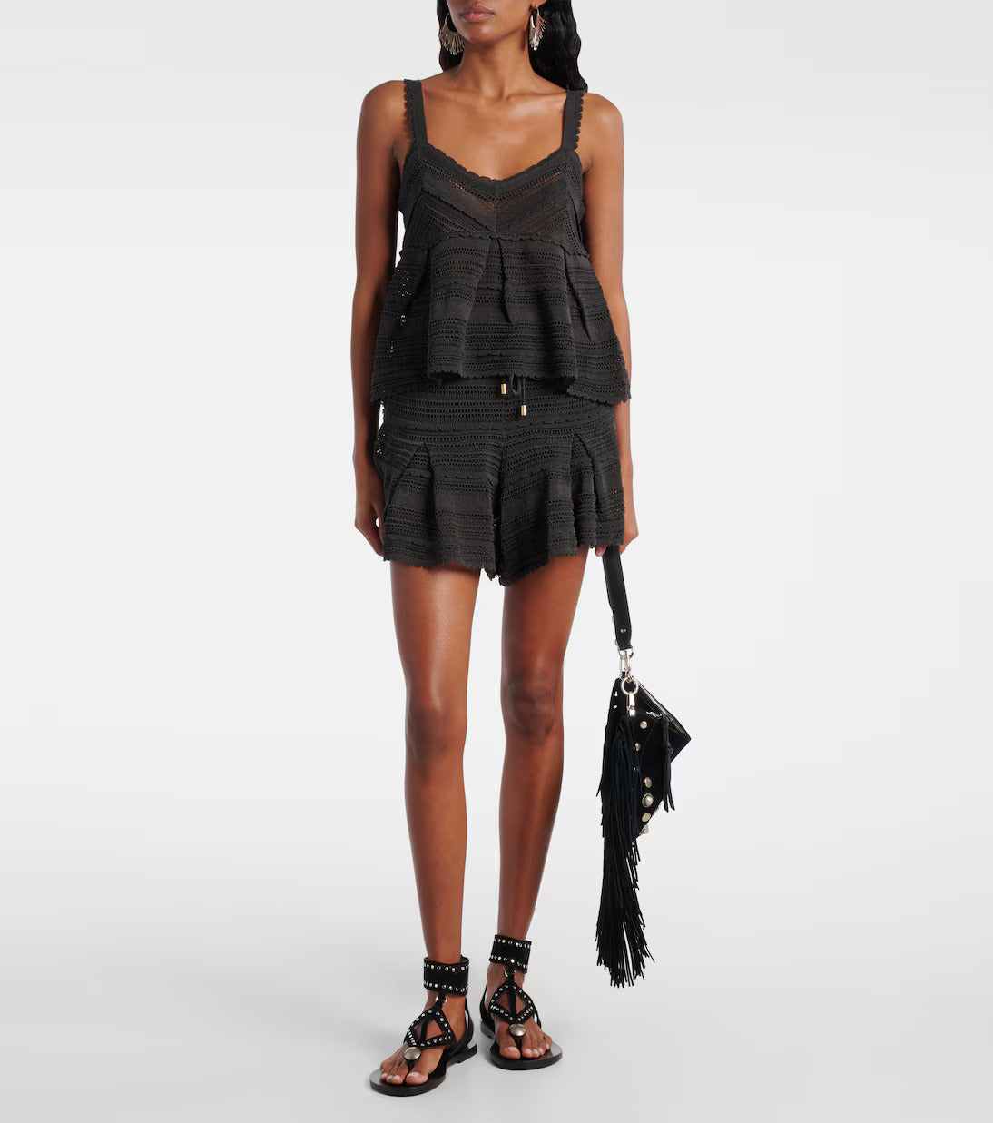 Load image into Gallery viewer, Lucky Lace Knit Tank Black
