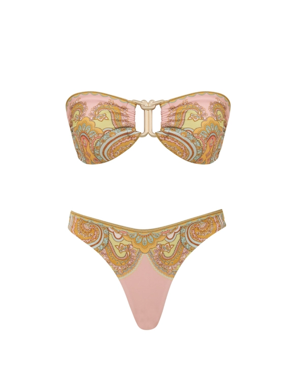 Load image into Gallery viewer, Maxine Knot Trim Bikini Gold Paisley - Bikini

