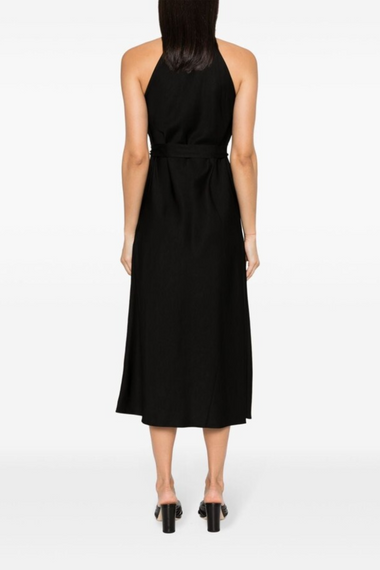 Neck Tie Halter Bias Dress Black