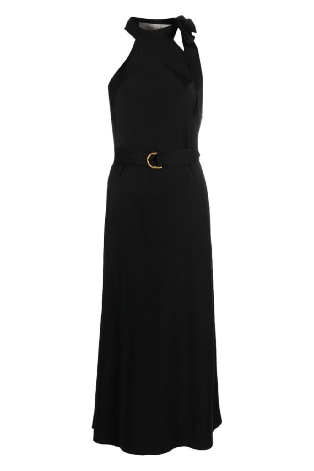 Load image into Gallery viewer, Neck Tie Halter Bias Dress Black
