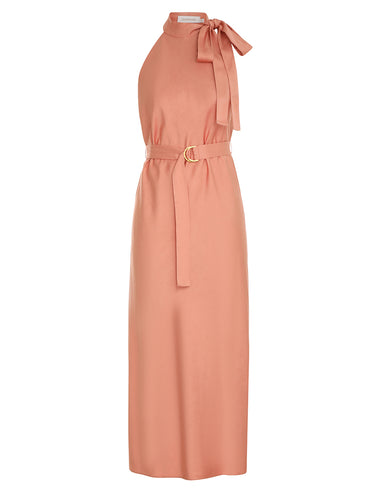 Neck Tie Halter Dress Lipstick - Dress