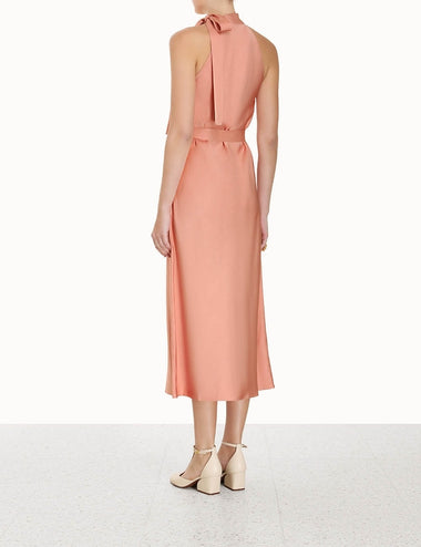 Neck Tie Halter Dress Lipstick - Dress