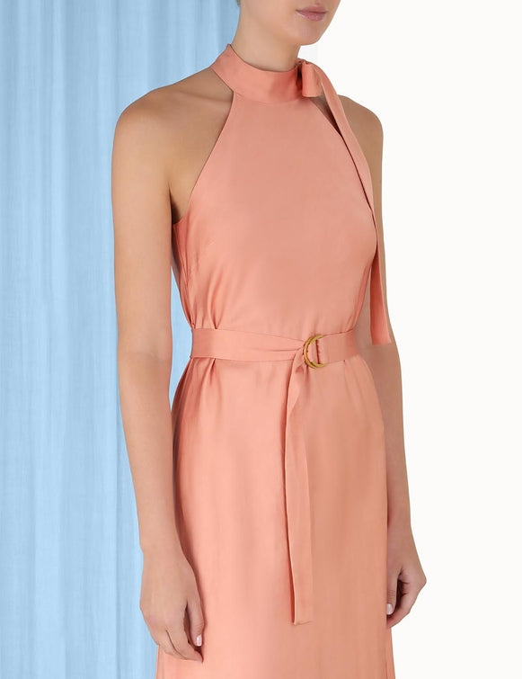 Load image into Gallery viewer, Neck Tie Halter Dress Lipstick - Dress
