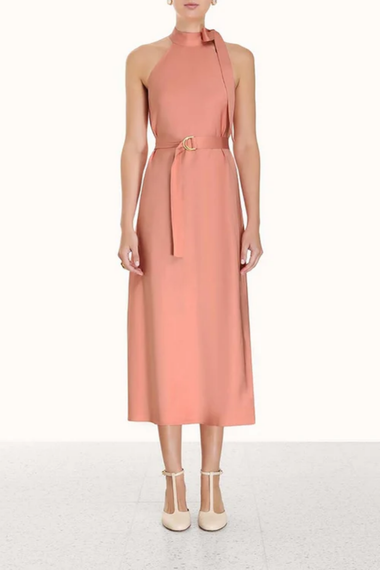 Neck Tie Halter Dress Lipstick