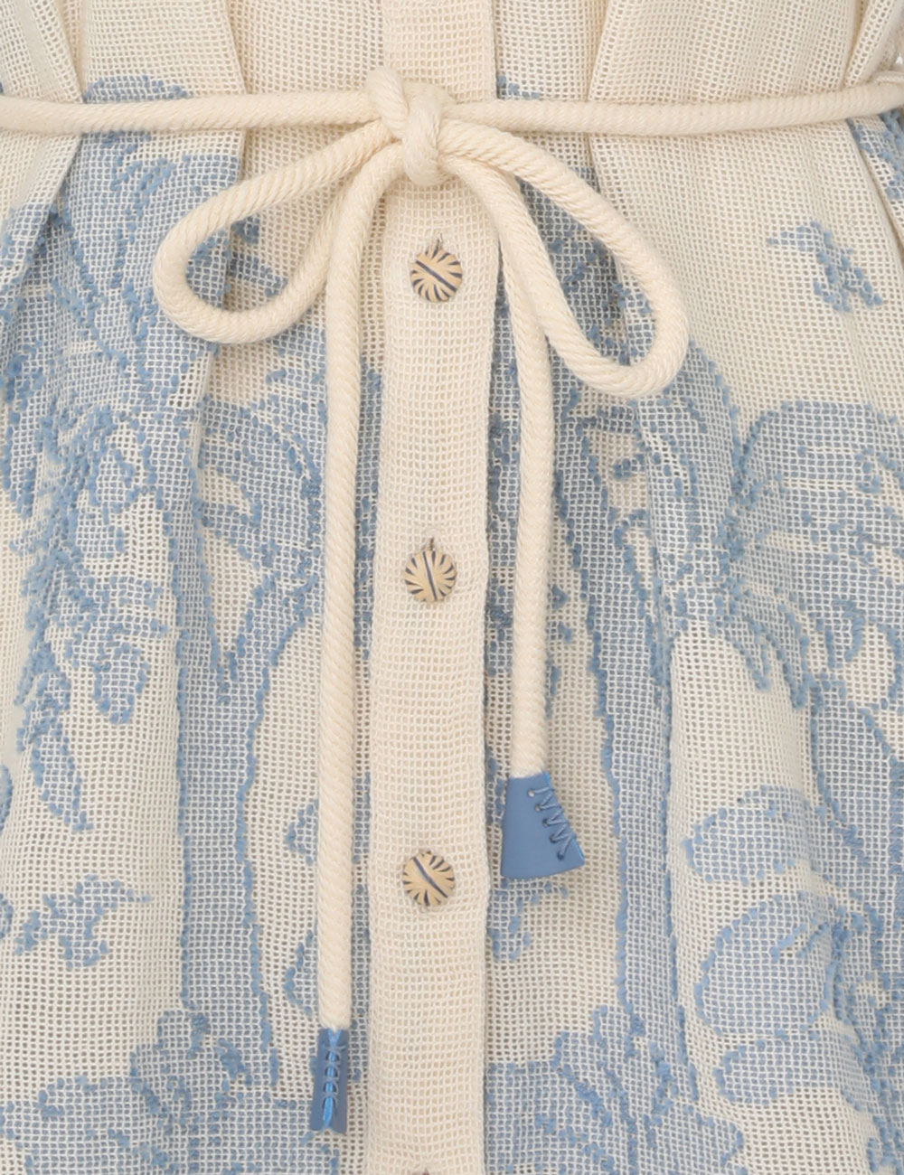 Load image into Gallery viewer, Ottie Palm Shirt Dress Cream/Blue - Dress
