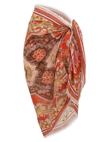 Printed Cotton Pareo Rust Multi - Sarong