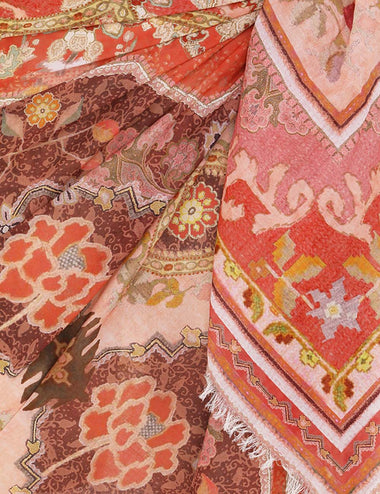 Printed Cotton Pareo Rust Multi - Sarong