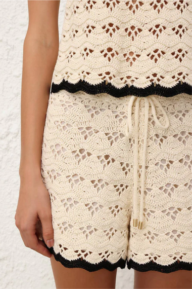 Rhiannon Crochet Short Cream/Black