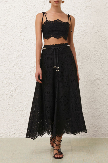 Rhiannon Embroidered Skirt Black