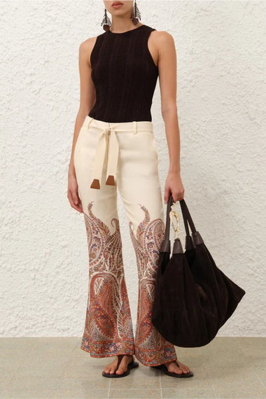 Rhiannon Flare Pant Cream Paisley