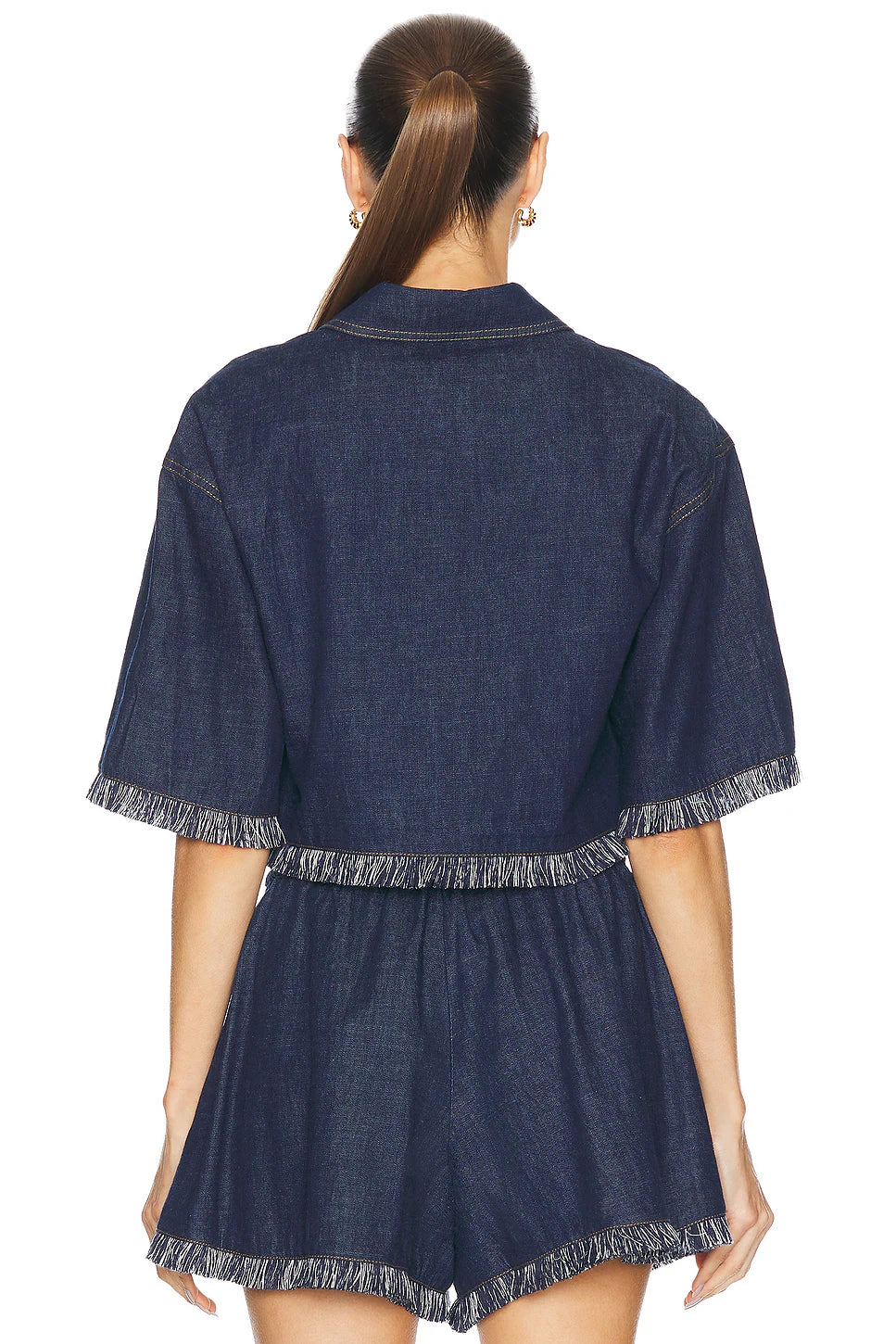 Load image into Gallery viewer, Rhiannon Fringe Denim Shirt
