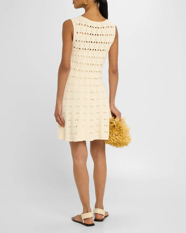 Rhiannon Pointelle Sleeveless Mini Dress Cream