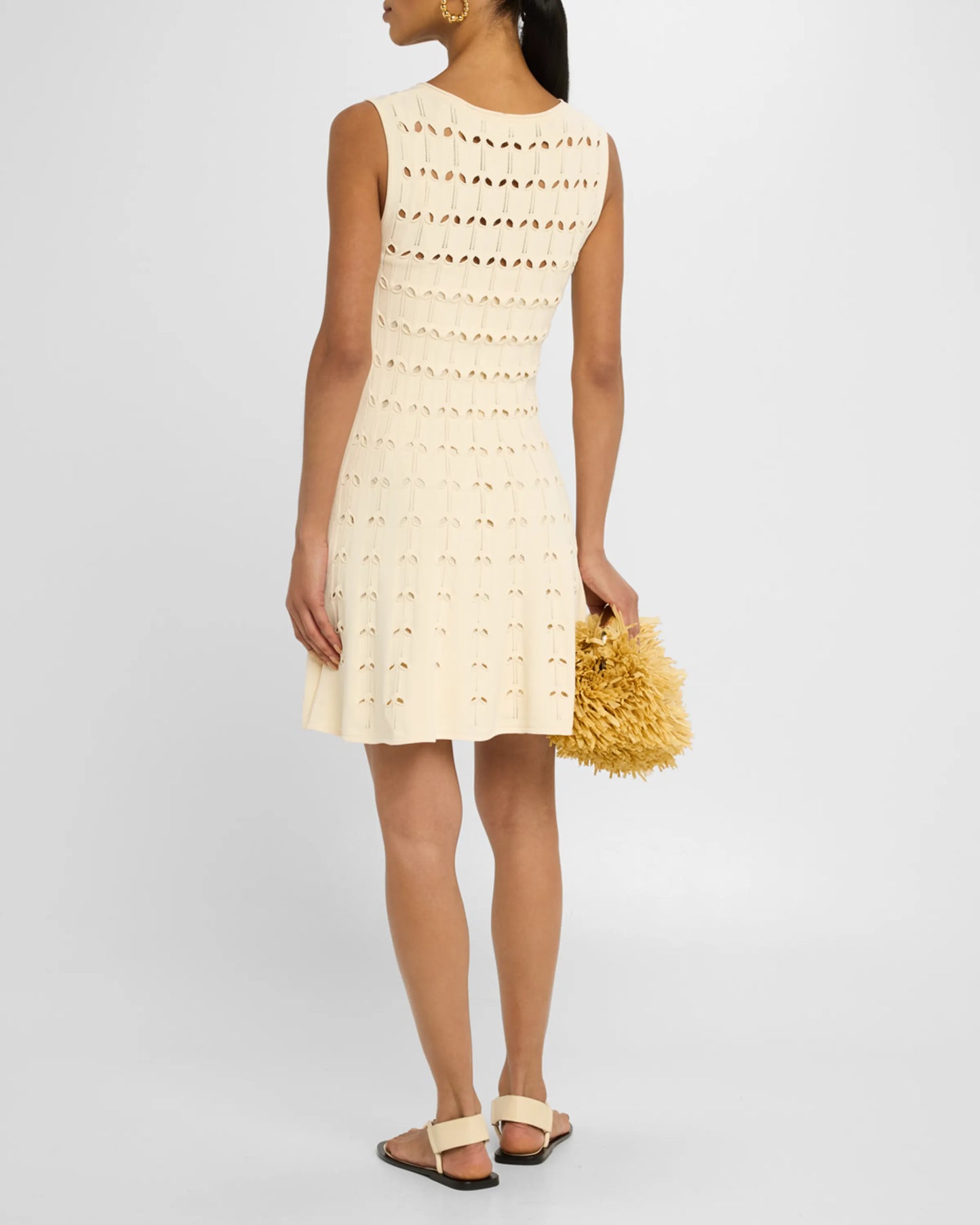 Load image into Gallery viewer, Rhiannon Pointelle Sleeveless Mini Dress Cream
