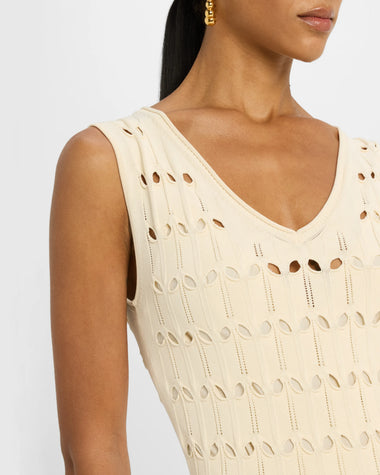 Rhiannon Pointelle Sleeveless Mini Dress Cream
