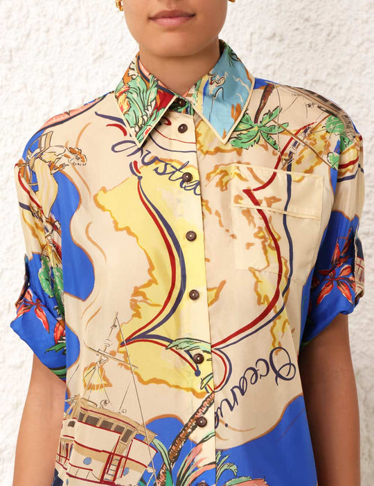 Alight Short Sleeve Shirt Nautical Map