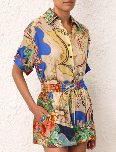 Alight Short Sleeve Shirt Nautical Map - Top