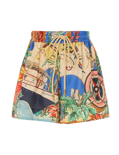 Alight Draw Waist Short Nautical Map - Shorts