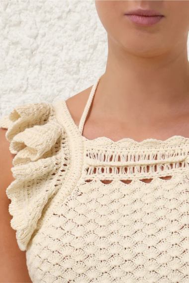 Waverly Crochet Halter Top Cream