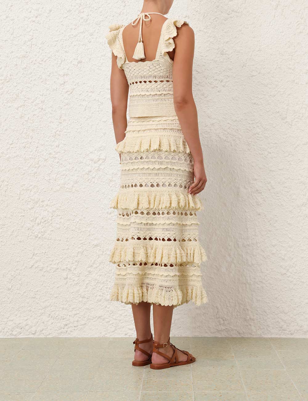 Load image into Gallery viewer, Waverly Crochet Halter Top Cream - Top
