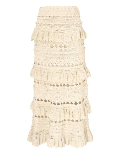 Waverly Midi Shirt Crochet Cream - Skirt